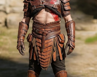 Men’s Gladiator Leather Armor Costume – Handmade Warrior LARP Outfit