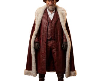 Brown Leather Fur Cloak for Men - Western Cowboy Cape - Medieval Leather Coat - Winter Leather Cape
