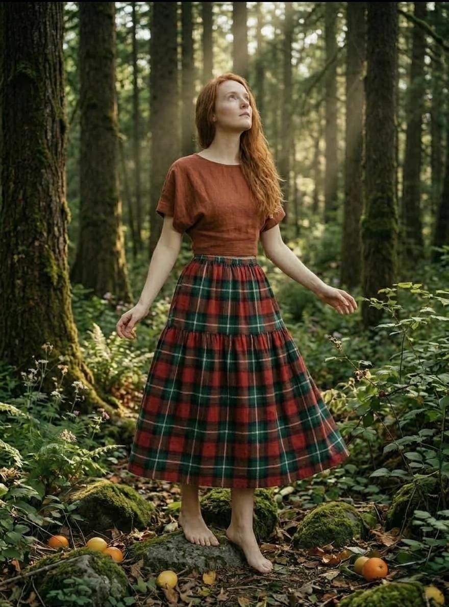 Scottish Women's Linen Skirt Highland Long Linen Skirt For Women's Elegant Skirt Available in 50 Deferent Tartans