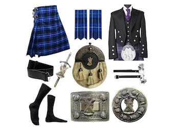 Men's Scottish St Andrew 9 Pieces Prince Charlie Kilt Outfit Handmade Traditional Wedding Kilt Outfit Available in 50+ Tartans