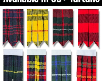 Scottish Tartan Flashes Hose Socks Traditional Highland Flashes Garters Metal Buckle Closure Matching Pair Available in 50+ Tartans