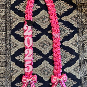 pearl  Graduation Lei ,The Perfect Gift For your Grad, promotion, Graduation Lei, Pink Graduation Lei. Coquette Lei, Pink Graduation Lei