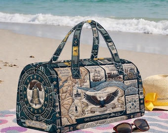 Large Quilted Cotton Duffle Bag, Blockprint Weekender Bag for Women, Handmade Colorful Travel Bag, Patchwork Overnight Bag, Holiday Gift