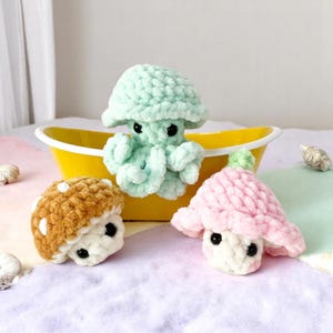 jellyfish Amigurumi crochet patterns, mushroom cute animals, sea creature plush easy PDF download, digital crochet gift idea for all skill