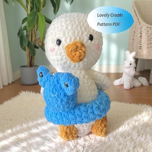 duck Amigurumi crochet patterns,plush duck with float  cute animals, summer easy PDF download, digital crochet gift idea for all skill