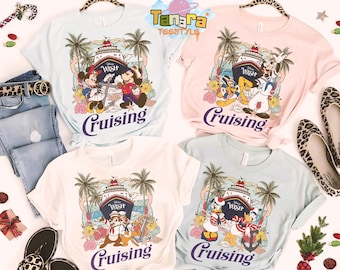 Retro 90s Mickey and Friends Disney Cruise Tee, Crop Top, Vintage Disney Style, Perfect for Family Vacation, Matching Trip Gift, Cruise Ship