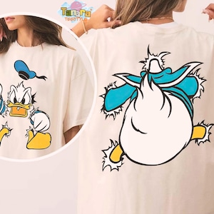 Retro 90s Donald Duck Quack Portrait Tee, Crop Top, Two-Sided Design, Magic Kingdom Disneyland Gift, Funny Disney Mickey and Friends