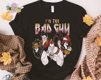 Disney Villains Bad Guy Retro 80s T-Shirt, Classic Male Characters Group Design, Perfect for Disney Fans, Magic Kingdom Gift Idea, WDW Shirt