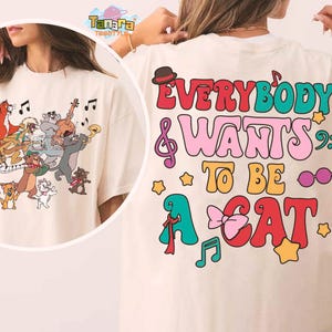 Disney Everybody Wants To Be A Cat T-Shirt, Crop Top, The Aristocats O&#39;Malley Design, Retro 70s, Perfect for Disney Fans, Alley Cats Music