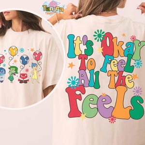 Retro 90s Inside Out It&#39;s Okay To Feel Tee, Crop Top, Disney Mental Health Design, Mickey Balloons, Therapy Psychology Awareness Shirt