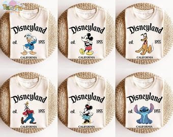 Retro Disneyland Est 1955 T-Shirt, Crop Top, Vintage Mickey and Friends Design, Disney Family Vacation Tee, Classic Theme Park Souvenir