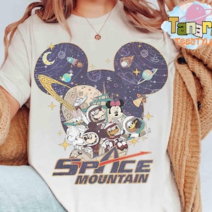 Mickey & Friends astronaut-T-shirt, Disney Space Mountain-shirt, Magic Kingdom Peoplemover-ontwerp, vintage Tomorrowland-vakantiecadeau, familie.