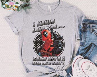 Retro 90s Marvel Deadpool Love A Face Like That Hearts Graphic Tee, Crop Top, MCU Fans Gift, Perfect for Disneyland Family Vacation Holiday