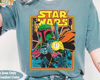 Camiseta de Boba Fett de Star Wars, diseño de Galaxy's Edge Hollywood Studios, ideal para fans de Star Wars, colección Bounty Hunter, película clásica.