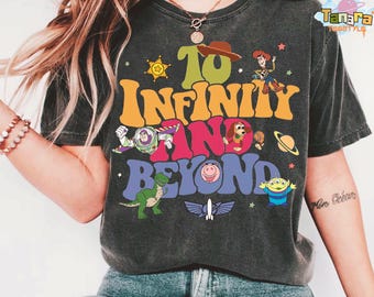 Retro 90s Toy Story Land Group To Infinity & Beyond Balloon T-Shirt, Crop Top, Disney Woody Buzz Rex Hamm Tee, Disneyland Family