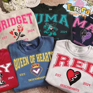 Retro 90s Descendants The Rise of Red Shirt, Queen of Hearts Design, Disney Descendants 4 Collection, Red & Chloe Matching Tee, Fan Gift