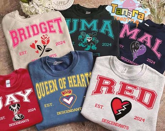 Retro 90s Descendants The Rise of Red Shirt, Queen of Hearts Design, Disney Descendants 4 Collection, Red & Chloe Matching Tee, Fan Gift