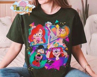 Retro jaren 90 A Goofy Movie Powerline Max Goof Roxanne T-shirt, crop top, Disneyland vakantie cadeau familie-uitstapje, Disney-figuren groeps-T-shirt