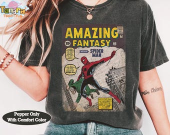 Erstaunliches Spider-Man-Comic-Buch-Cover-Grafik-T-Shirt, Crop-Top, Marvel-MCU-Fans-Kollektion, perfektes Geburtstagsgeschenk für Spider-Man-Fans.