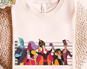 Funny Disney Villains Squad Mugshot Shirt, Hades Scar Bad Boy Design, WDW Magic Kingdom Disneyland Gift, Family Vacation Holiday Tee