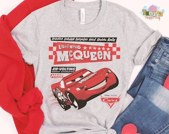 Retro 90s Disney Cars Lightning McQueen Tee, Crop Top, Piston Cup Design, Cars Land Collection, Perfect for Disney Pixar Fest Family Holiday