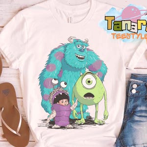 Retro 90s Disney Pixar Monsters University Tee, Crop Top, Mike Sulley Boo Design, WDW Disneyland Magic Kingdom Gift, Family Vacation Shirt