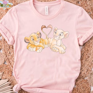 Retro 90s Disney The Lion King Simba and Nala Tee, Crop Top, Valentine&#39;s Day Matching Shirt, Magic Kingdom Inspired, Couple Gift Idea