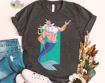 Retro 90s Disney The Little Mermaid King Triton Tee, Crop Top, Magic Kingdom WDW Trip Gift, Family Birthday Present, Adult Kids Shirt