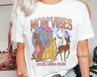Retro jaren 90 Disney Mom Vibes T-shirt, crop top, koningin Sarabi, hertogin Perdita Kanga Mrs. Jumbo Design, cadeau voor moeder, Disneyland Moederdag-T-shirt