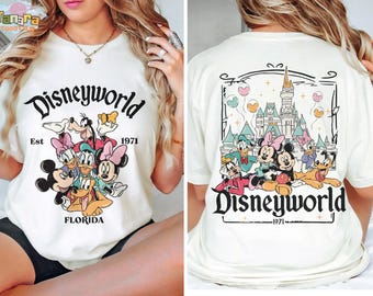 Retro Disney World Florida T-Shirt, Crop Top, Vintage Micky und Freunde Design, Disney Urlaub T-Shirt, Klassisches Freizeitpark Geschenk, Est 1971
