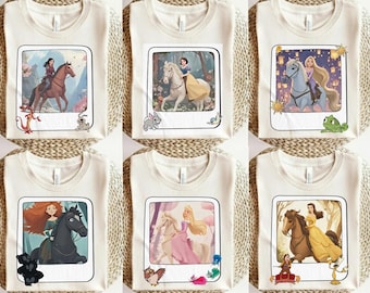 Disney Princess Horse Photo Tee, Disneyland Princess Girl Vacation Shirt, Maximus Angus Khan Major Sampson, WDW Birthday Trip T-Shirt
