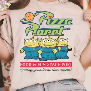 Disney Pixar Toy Story Aliens Pizza Planet T-Shirt, Crop Top, Retro 90s Space Port Design, WDW Magic Kingdom Disneyland Gift,Family Vacation