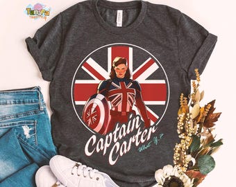 Marvel What If Captain Carter T-Shirt, Crop Top, MCU Superhero Design, Perfect for Marvel Fans, Unisex Gift for Adults and Kids, Retro 90s