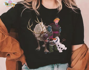 Camiseta de Frozen de Disney, top corto, personajes de Kristoff, Olaf, Sven, Elsa, Anna y Hans, regalo para vacaciones familiares en Magic Kingdom Disneyland.