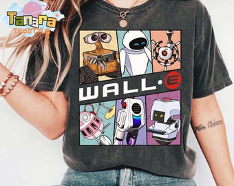 Wall-E and Eve Disney Tee, Vintage Captain B Design, Magic Kingdom Souvenir, Family Birthday Gift Shirt for Adults and Kids