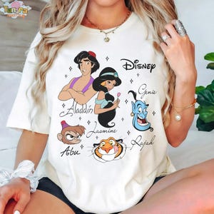 Aladdin All Characters T-Shirt, Crop Top, Vintage Disney Collection, Magic Kingdom Design, Genie Jasmine Abu, Retro 90s Washed Tee, WDW Gift