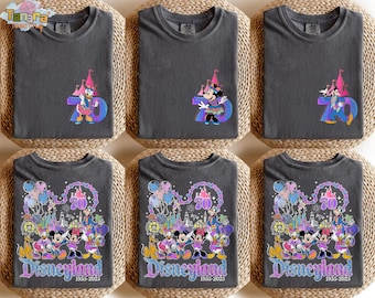 Vintage Disneyland 70th Anniversary T-Shirt, Crop Top, Retro 70s Disney Trip Tee, Mickey and Friends Design, Matching Family Shirt, Classic