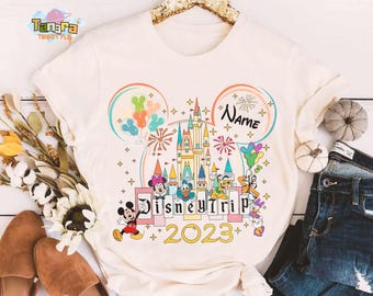 Personalized Mickey Mouse and Friends Family Disney Trip Matching T-Shirt, Crop Top, WDW Magic Kingdom Disneyland Vacation Holiday Gift