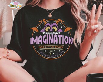 Camiseta floral Figment One Little Spark, top corto, camiseta con dragón morado de Disney Epcot, regalo retro de los 90 para Disneyland.