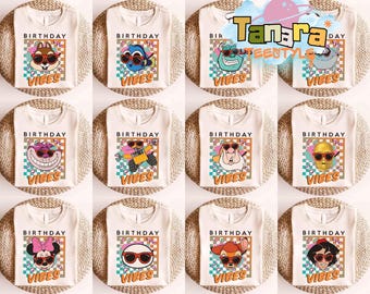 Disney Mickey and Friends Birthday Tee, Retro 90s Vintage Design, Minnie Donald Daisy Shirt, Disneyland Magic Kingdom Family Trip Gift