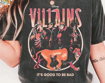 Camiseta de villanos de Disney, "Es bueno ser malo", diseño clásico de la cicatriz de Hades de Maléfica, perfecta para viajes a Disneyland, colección de villanos retro.