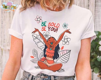 Retro 90s Disney Moana Be Bold Be You T-Shirt, Crop Top, Floral Pua Pig Hei Hei Design, Perfect for Disneyland Family Vacation,Birthday Trip