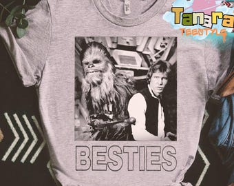 Star Wars Han Solo Chewbacca Besties Tee, Crop Top, Retro 90s Graphic Design, Perfect for Star Wars Fans, Classic Movie Gift, Galaxy's Edge