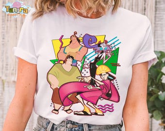 Retro 90s Disney The Emperor's New Groove Tee, Crop Top, Yzma Kuzco Kronk Group Shot, Magic Kingdom Disneyland Family Holiday Movie Gift