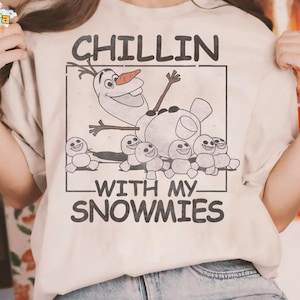 Retro 90s Disney Frozen Olaf Tee, Crop Top, Chillin With My Snowmies Design, WDW Magic Kingdom Gift, Elsa Anna Olaf Shirt,Holiday Collection
