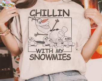 Retro 90s Disney Frozen Olaf Tee, Crop Top, Chillin With My Snowmies Design, WDW Magic Kingdom Gift, Elsa Anna Olaf Shirt,Holiday Collection