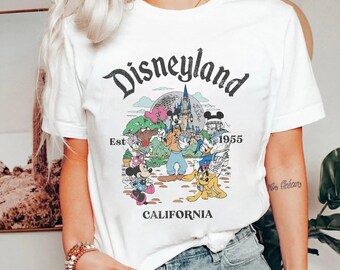 Vintage Disneyland California T-Shirt, Crop Top, Disney Vacation 2025, Walt Disney Mickey And Friends Tee, Retro 80s Theme Park Design