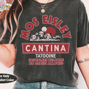 Retro 80s Star Wars Mos Eisley Cantina Tee, Classic Tatooine Logo Design, Perfect for Galaxy&#39;s Edge Trip, Unisex Birthday Gift for Fans
