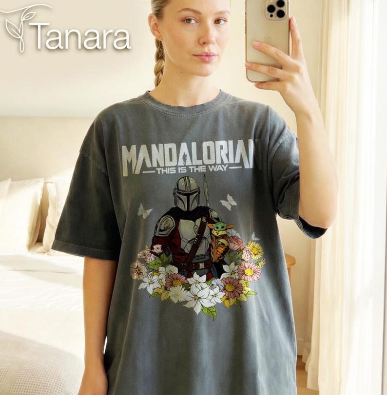 Mandalorian Baby Yoda T-shirt, Grogu-tröja, Star Wars This Is The Way-tröja, familje-Disneyland-tröja, fars dag-present-tröja bild 2