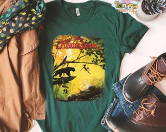 Disney The Jungle Book Mowgli and Bagheera T-Shirt, Classic Movie Poster Design, Perfect for Disneyland Vacation, Family Holiday Gift